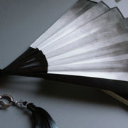 Buddha Stones Black White Ink Gradient Rice Paper Handheld Bamboo Folding Fan