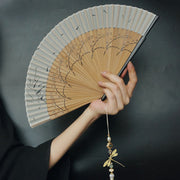 Buddha Stones Dragonfly Hollow Polyester Handheld Bamboo Folding Fan