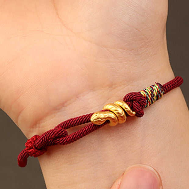 Buddha Stones 999 Gold Year of the Snake Design Handmade Luck Protection Rope Braided Bracelet (Extra 30% Off | USE CODE: FS30) - image 9
