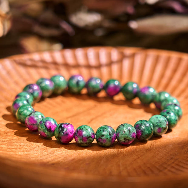 Buddha Stones Restores Calmness Cool Color Series Love Tranquility Bracelet Bracelet BS Ruby Zoisite(Wrist Circumference: 14-16cm)