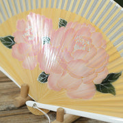 Buddha Stones Peony Flowers Silk Handheld Bamboo Folding Fan