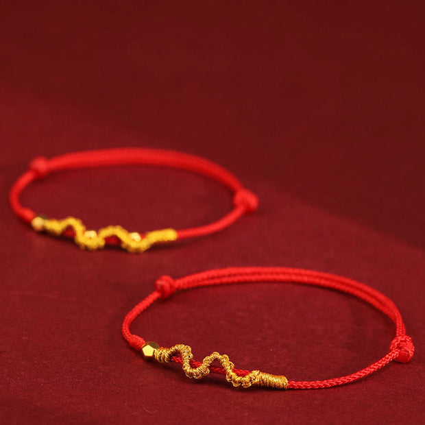 Buddha Stones 999 Gold Year of the Snake Handmade Luck Strength Braided Bracelet Anklet Bracelet Anklet BS 3