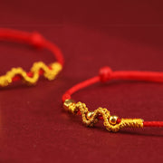 Buddha Stones 999 Gold Year of the Snake Handmade Luck Strength Braided Bracelet Anklet Bracelet Anklet BS 9