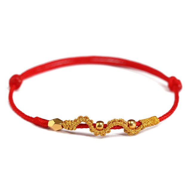 Buddha Stones 999 Gold Year of the Snake Handmade Luck Strength Braided Bracelet Anklet Bracelet Anklet BS 11