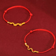 Buddha Stones 999 Gold Year of the Snake Handmade Luck Strength Braided Bracelet Anklet Bracelet Anklet BS 2