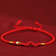 Buddha Stones 999 Gold Year of the Snake Mini Gold Bead Handmade Luck Protection Braided Bracelet Bracelet BS Red(Wrist Circumference 14-18cm) 999 Gold Snake