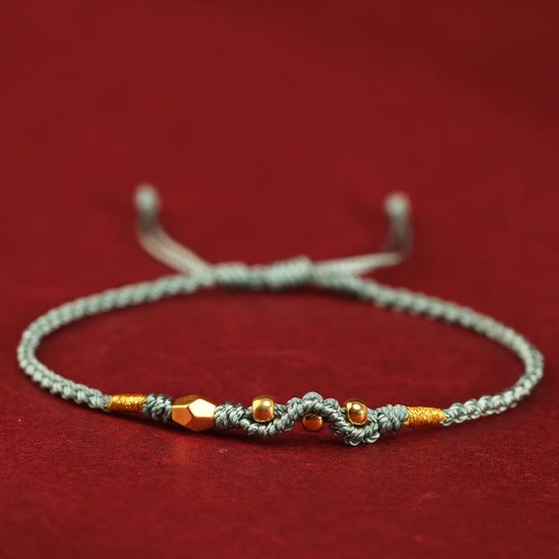 Buddha Stones 999 Gold Year of the Snake Mini Gold Bead Handmade Luck Protection Braided Bracelet (Extra 30% Off | USE CODE: FS30) - Green(Wrist Circumference 14-18cm) - 999 Gold Mini Three Bead Snake - image 17