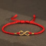 Buddha Stones 999 Gold Year of the Snake Eternal Endless Knot Infinity Handmade Luck Bracelet Bracelet BS 999 Gold Snake Red(Wrist Circumference 14-18cm)