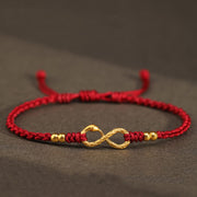 Buddha Stones 999 Gold Year of the Snake Eternal Endless Knot Infinity Handmade Luck Bracelet