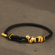 Buddha Stones 999 Gold Year of the Snake Handcrafted Strength Bracelet Bracelet BS Black 18-22cm