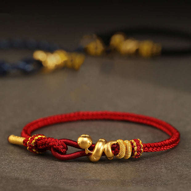 Buddha Stones 999 Gold Year of the Snake Handcrafted Strength Bracelet Bracelet BS main