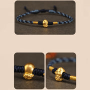 Buddha Stones 999 Gold Year of the Snake Handmade Fu Character Copper Coin Fortune Bracelet Bracelet BS 17