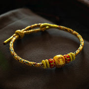 Buddha Stones 999 Gold Chinese Zodiac Natal Buddha Year of the Snake Luck Handcrafted Rope Bracelet Bracelet BS 18