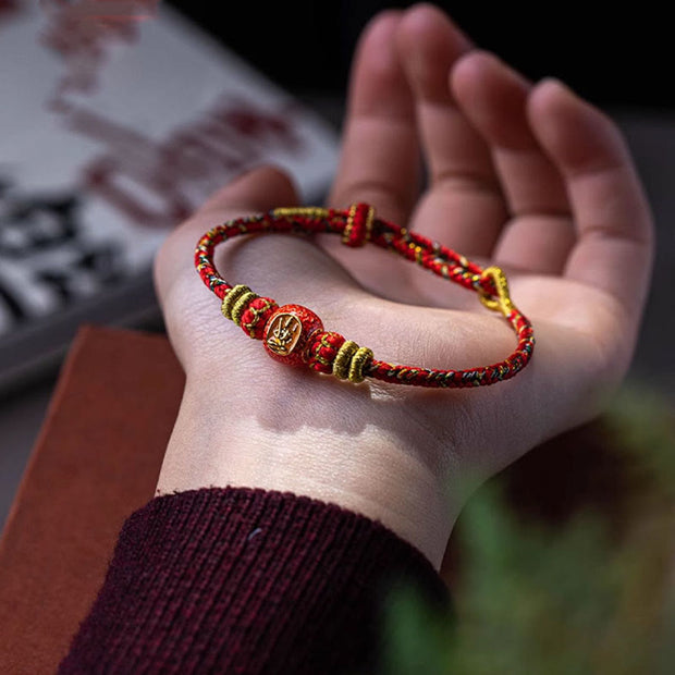 Buddha Stones 999 Gold Chinese Zodiac Natal Buddha Year of the Snake Luck Handcrafted Rope Bracelet Bracelet BS 23