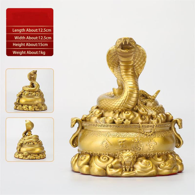 Buddha Stones Year Of The Snake Copper Coins Ingots Treasures Fill The Home Brass Statue Home Decoration Decorations BS Small 12.5*12.5*15cm