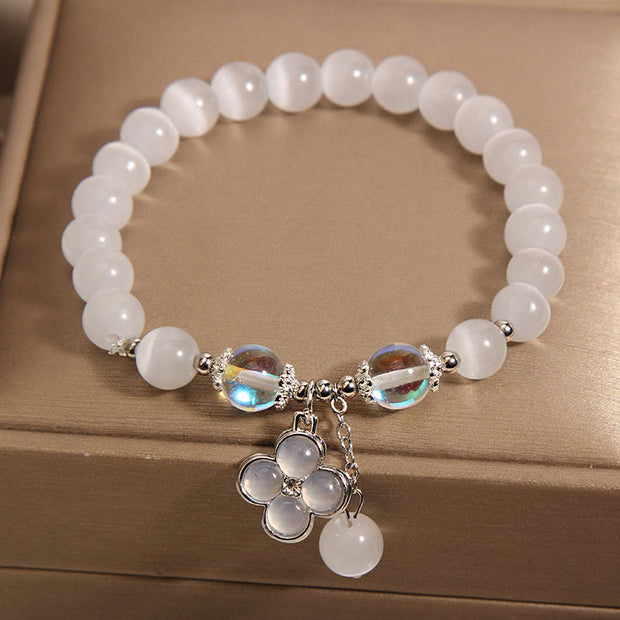 FREE Today: Peace and Support Cat's Eye Crystal Lucky Four Leaf Clover Charm Bracelet