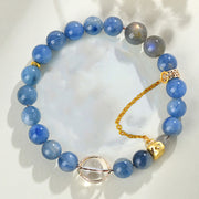 Buddha Stones Natural Kyanite Labradorite White Crystal Crescent Moon Communication Bracelet