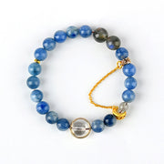 Buddha Stones Natural Kyanite Labradorite White Crystal Crescent Moon Communication Bracelet Bracelet BS 7