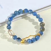 Buddha Stones Natural Kyanite Labradorite White Crystal Crescent Moon Communication Bracelet