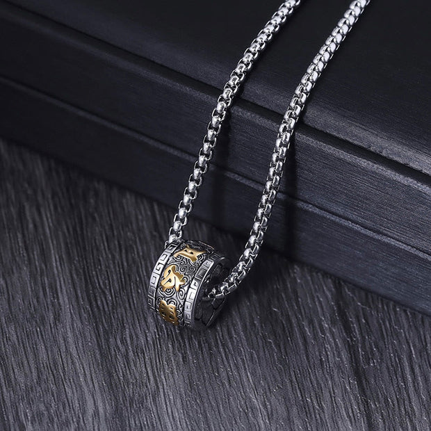 Buddha Stones Tibetan Om Mani Padme Hum Titanium Steel Peace Necklace Pendant Necklaces & Pendants BS 3