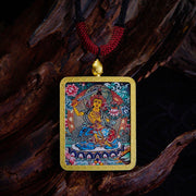 FREE Today: Hope Luck Tibetan Zakiram Nine Tailed Fox Yellow God of Wealth Thangka Necklace Pendant - Manjusri - image 8