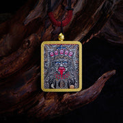 Buddha Stones Tibetan Zakiram Nine-Tailed Fox Yellow God of Wealth Painted Thangka Hope Necklace Pendant Necklaces & Pendants BS Zakiram Purple