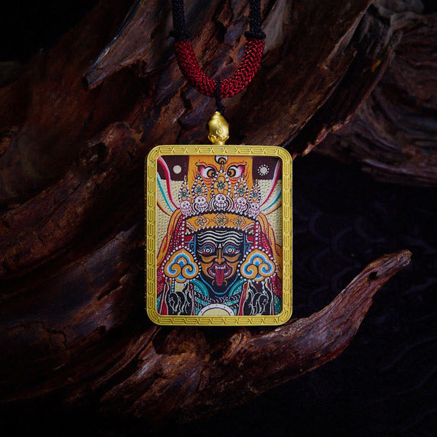 FREE Today: Hope Luck Tibetan Zakiram Nine Tailed Fox Yellow God of Wealth Thangka Necklace Pendant - Zakiram Beige - image 19