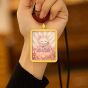 FREE Today: Hope Luck Tibetan Zakiram Nine Tailed Fox Yellow God of Wealth Thangka Necklace Pendant - image 3