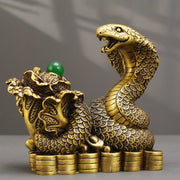 Buddha Stones Year Of The Snake Copper Coins Ingots Cabbage Brass Statue Home Decoration Decorations BS 19*9*18cm