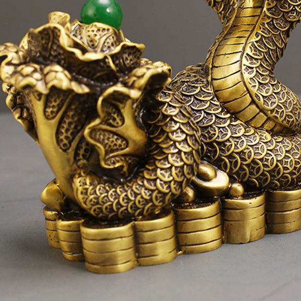 Buddha Stones Year Of The Snake Copper Coins Ingots Cabbage Brass Statue Home Decoration Decorations BS 9