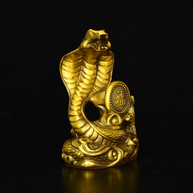 Buddha Stones Year Of The Snake Fu Character Auspicious Clouds Fortune Brass Home Statue Decoration Decorations BS 28*19*38cm