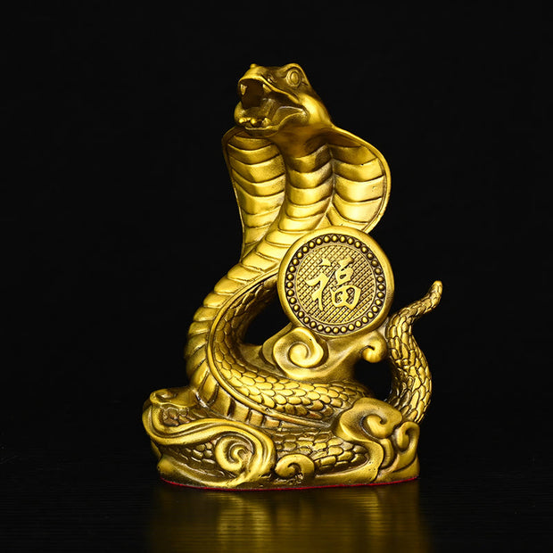 Buddha Stones Year Of The Snake Fu Character Auspicious Clouds Fortune Brass Home Statue Decoration Decorations BS 1