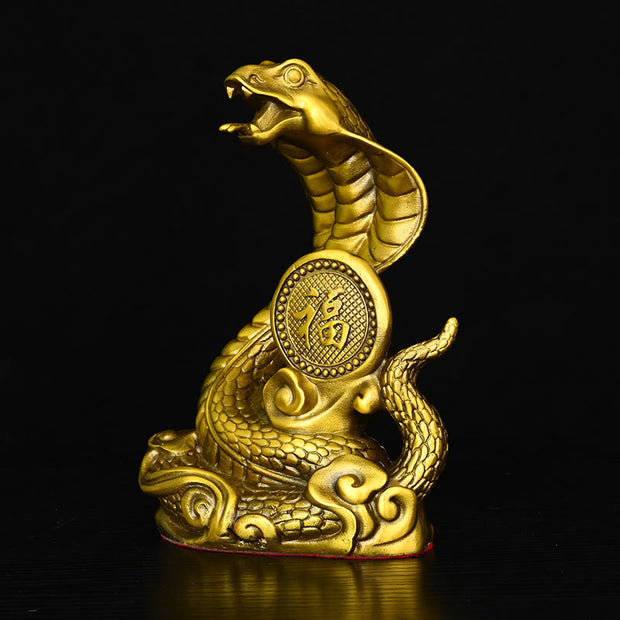 Buddha Stones Year Of The Snake Fu Character Auspicious Clouds Fortune Brass Home Statue Decoration Decorations BS 4