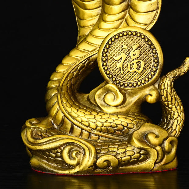 Buddha Stones Year Of The Snake Fu Character Auspicious Clouds Fortune Brass Home Statue Decoration