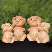 Buddha Stones Year Of The Snake Chinese Zodiac Fu Character Peach Wood Home Statue Decoration Decorations BS 32