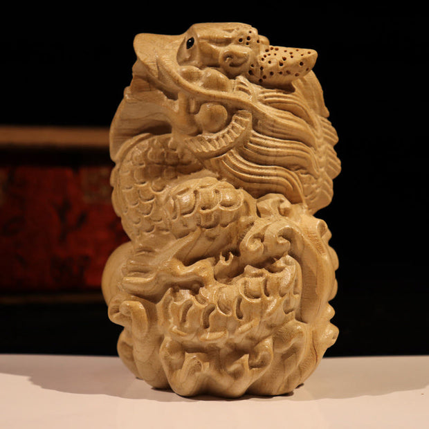 Buddha Stones Year Of The Snake Chinese Zodiac Fu Character Peach Wood Home Statue Decoration Decorations BS Dragon Height 11.5cm