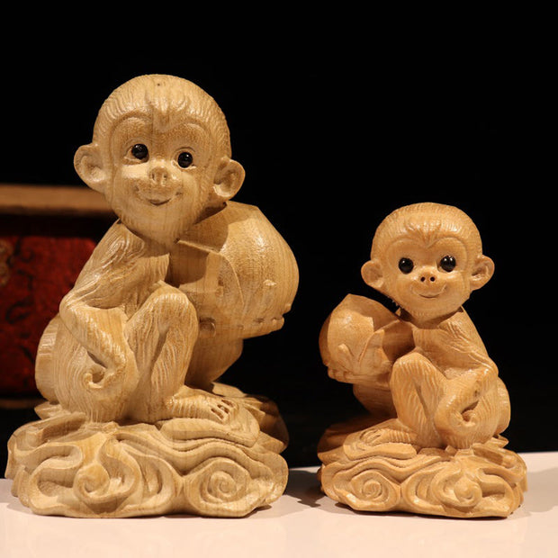 Buddha Stones Year Of The Snake Chinese Zodiac Fu Character Peach Wood Home Statue Decoration Decorations BS 25