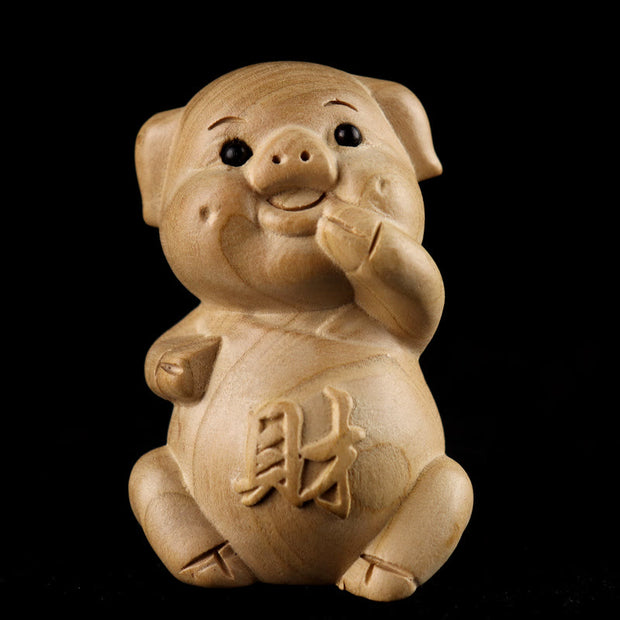 Buddha Stones Year Of The Snake Chinese Zodiac Fu Character Peach Wood Home Statue Decoration