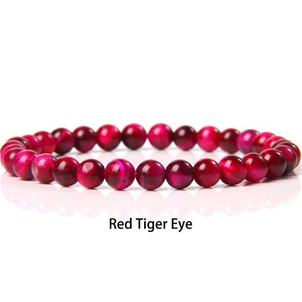 Buddha Stones 6mm Various Stone Crystal Black Glitter Stone Red Tiger Eye Beads Protection Bracelet Bracelet BS Red Tiger Eye 6mm(Wrist Circumference 14-16cm)