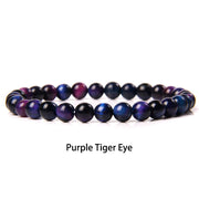 Buddha Stones 6mm Various Stone Crystal Black Glitter Stone Red Tiger Eye Beads Protection Bracelet Bracelet BS Purple Tiger Eye 6mm(Wrist Circumference 14-16cm)