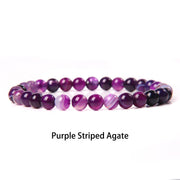 Buddha Stones 6mm Various Stone Crystal Black Glitter Stone Red Tiger Eye Beads Protection Bracelet Bracelet BS Purple Fire Agate 6mm(Wrist Circumference 14-16cm)