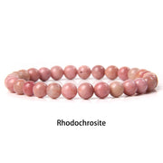 Buddha Stones 6mm Various Stone Crystal Black Glitter Stone Red Tiger Eye Beads Protection Bracelet Bracelet BS Rhodochrosite 6mm(Wrist Circumference 14-16cm)