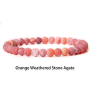 Buddha Stones 6mm Various Stone Crystal Black Glitter Stone Red Tiger Eye Beads Protection Bracelet Bracelet BS Orange Weathered Stone Agate 6mm(Wrist Circumference 14-16cm)