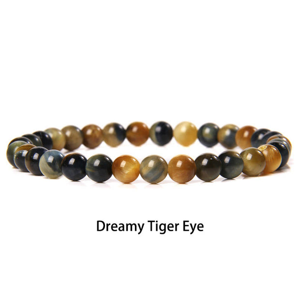 Buddha Stones 6mm Various Stone Crystal Black Glitter Stone Red Tiger Eye Beads Protection Bracelet Bracelet BS Dreamy Tiger Eye 6mm(Wrist Circumference 14-16cm)