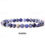 Buddha Stones 6mm Various Stone Crystal Black Glitter Stone Red Tiger Eye Beads Protection Bracelet Bracelet BS Sodalite 6mm(Wrist Circumference 14-16cm)