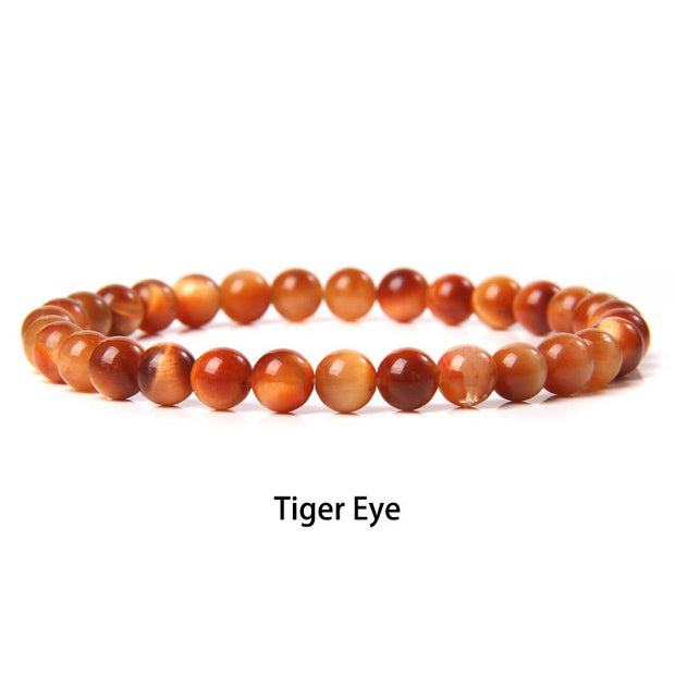 Buddha Stones 6mm Various Stone Crystal Black Glitter Stone Red Tiger Eye Beads Protection Bracelet Bracelet BS Tiger Eye 6mm(Wrist Circumference 14-16cm)