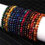 Buddha Stones 6mm Various Stone Crystal Black Glitter Stone Red Tiger Eye Beads Protection Bracelet Bracelet BS 1