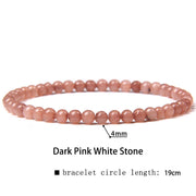 Buddha Stones 4mm Various Stone Crystal Mini Beads Healing Bracelet Bracelet BS Dark Pink White Stone 4mm(Wrist Circumference 14-17cm)