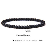 Buddha Stones 4mm Various Stone Crystal Mini Beads Healing Bracelet Bracelet BS Frosted Stone 4mm(Wrist Circumference 14-17cm)