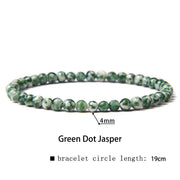 Buddha Stones 4mm Various Stone Crystal Mini Beads Healing Bracelet Bracelet BS Green Dot Jasper 4mm(Wrist Circumference 14-17cm)